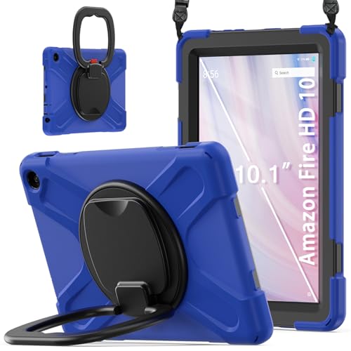 Étui Fire HD 10 Plus anti-choc JZ avec poignée rotative 360 et bandoulière de transport