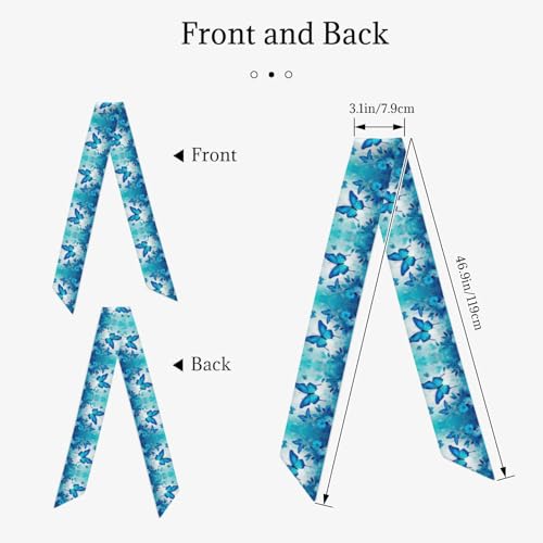 Butterfly Glitter Women's Head Scarf Thin Long Neck Scarves Fashion Hairband Waistband Purse Scarf2