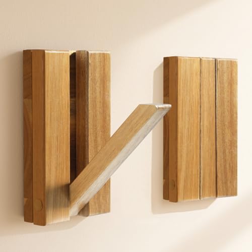 2 Pcs Folding Wall Hooks, Vintage Wooden Wall Hooks Heavy