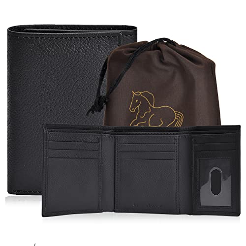 ESTALON Real Leather Trifold Wallet For Men-RFID Slim Tri Fold Wallets Minimalist 3 fold Credit Card Holder ID Window Christmas Gift