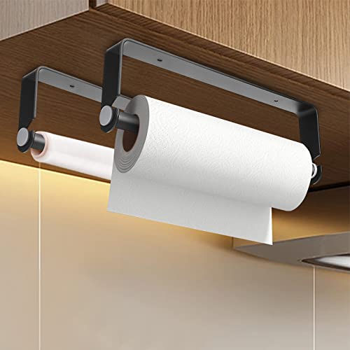 Pedoruby - Under Cabinet Paper Towel Holder For Kitchen, Wall Mount Paper Roll Holder With Self-Adhesive Or Screw Mounting Option, Paper Towel Holder Wall Mount, Pantry Or Cabinet Organizer. (Black) #TOP4