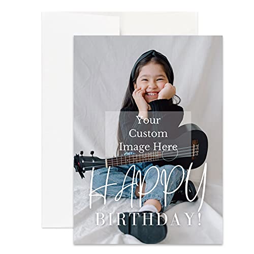 Personalized Happy Birthday Card Custom Your Photo Image Upload Your Text Greeting Card (Single Card)