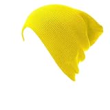 New Solid Winter Long Beanie - Neon Yellow