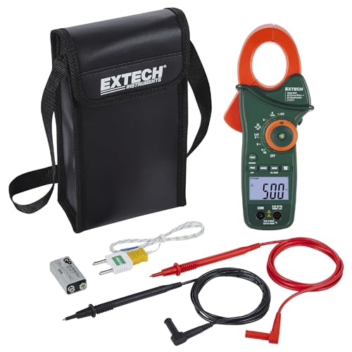 Image of Extech EX820A 1000A True RMS AC Clamp Meter with IR Thermometer | AC to 1000A, IR thermometer with laser, LoZ, low pass filter, inrush, CAT IV 600V, 6000-count backlit
