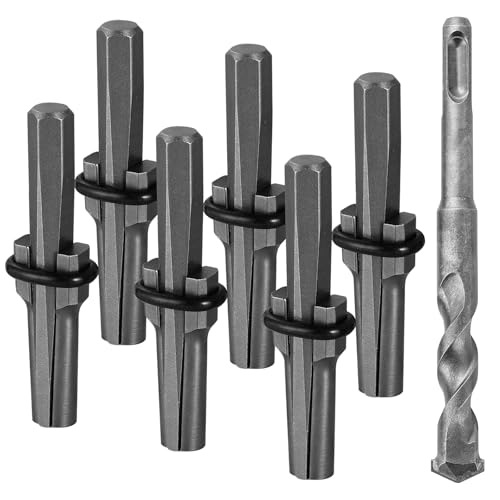 weyleity 6PCS Rock Splitting Wedges with 1 Rotary Hammer Drill Bit