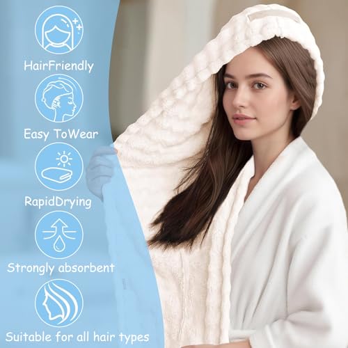 GYYXH 3 Stück Handtuch Haarturban, Superweiches und Saugfähiges Haarturban mit Elastischem Band für Frauen, Kinder, Langes Lockiges Haar