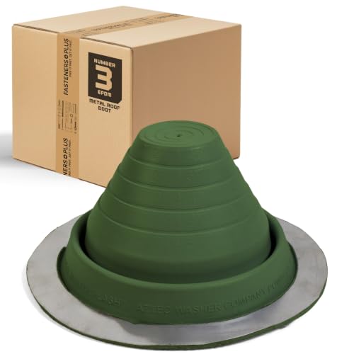 Image of Fasteners Plus #3 Round EPDM Metal Roof Pipe Flashing Boot (Fits 1 /4 inch - 5 inch Pipe OD), Dark Green