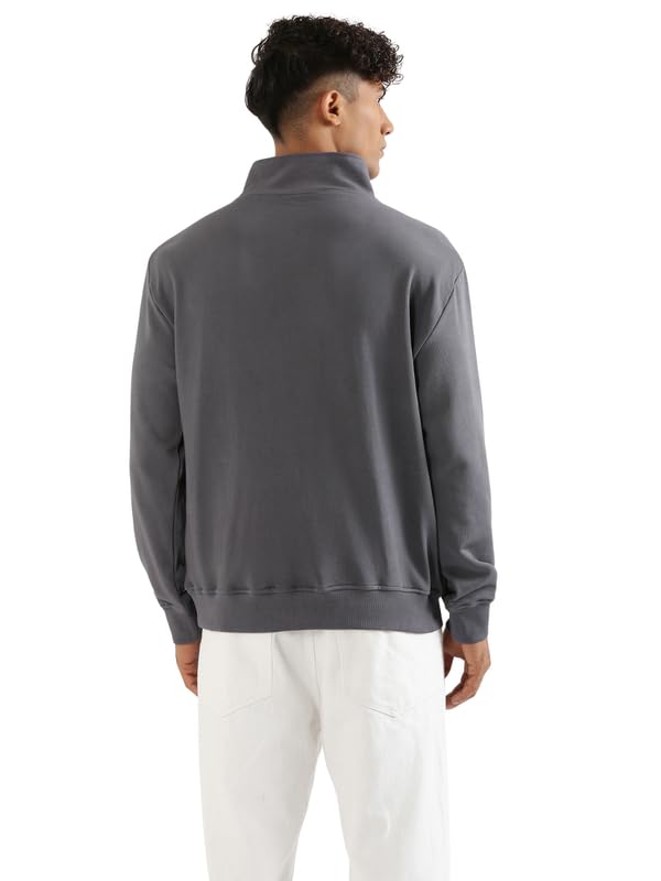 Image of SAADAA Unisex Zip Neck Sweatshirt | Quarter Zip High Neck | Cotton-Blend Fleece| Winter Wear Sweatshirt with Pockets | Casual Fit