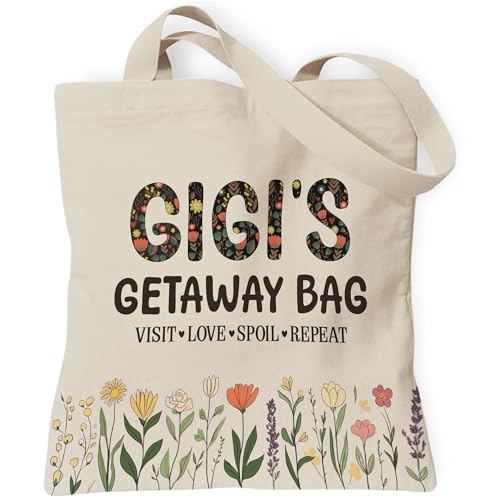TOTEUSVIA Gigi Tote Bag, Gifts for Grandma, Gigi Getaway Travel Canvas Bag for Grandmother