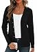 BEIGAI Damen Leichte Strickjacke Langarm Strickpullover mit V-Ausschnitt Vintage Klassische Strickjacke mit Knopf,Schwarz,M