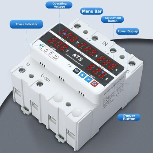 Relais de sur/sous-tension triphasée 63A rail DIN système ATS 220V - 7