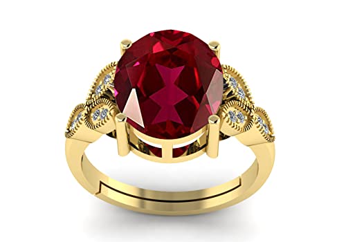Image of LMDPRAJAPATIS 7.25 Ratti 6.50 Carat Ruby Manik Original Certified Gold Plated Gemstone Adjustable Ring For Men With Lab Certificate