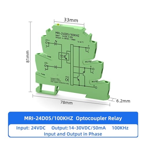 Relé optoacoplador con LED de señal de giro y salida de 4-18 V CC para montaje en riel DIN 2