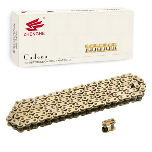 ZHENGHE 530 X-Ring Motorcycle Chain 120 Links with and Connecting Master Link 530H High Performance Heavy Duty Gold Drive Chain for Motorcycle Bicycle Go Kart Mini Trail Bike