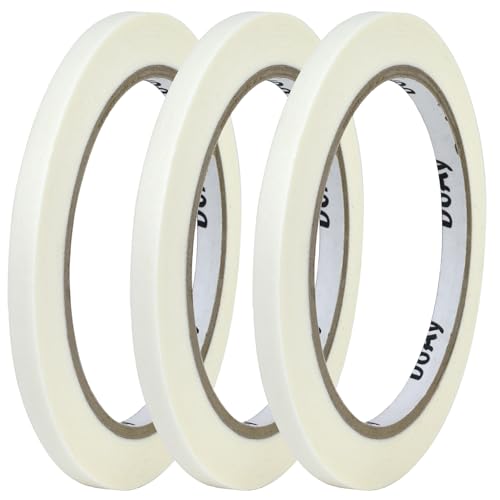 Image of 3 Pack White Masking Tape - Painters Tape 0.25 Inch Wide - Multi-Surface, Water Resistant, Indoor & Outdoor Use - 270FT Total - Artist Tape for Paint, Wall, Car, DIY (#4010)