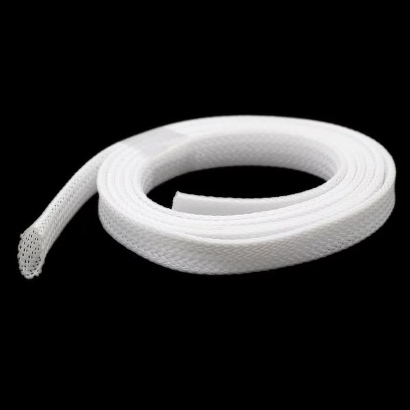 50M 12mm White Insulation Braided Cable Sleeve Wire protection Sleeving Tight Braided PET Expandable Sleeve Wire Gland