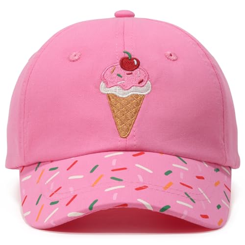 WILLPORT Embroidery Kids Adjustable Cotton Baseball Cap 0-2Y Pink Icecream