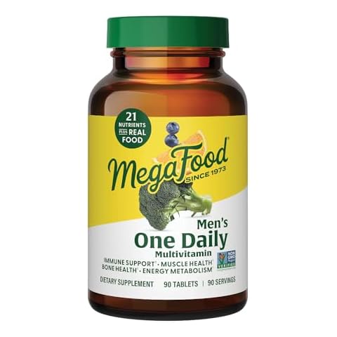 MegaFood One Daily Mens Multivitamins - Multivitamin for Men - Vitamin C, Vitamin D3 & Vitamin B12 - Muscle, Energy Metabolism & Immune Support - Vegetarian, Gluten Free - 90 Tablets, 90 Servings Cover