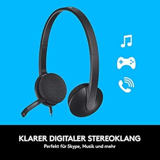 Logitech H340 Kopfhörer mit Mikrofon, Stereo-Headset, Verstellbares Mikrofon mit Rauschunterdrückung, Schwenkbare Ohrpolster, USB-Anschluss, 1.8m Kabel, PC/Mac/Laptop - Schwarz