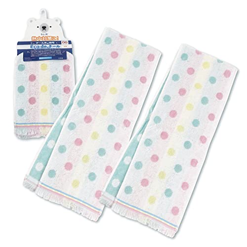 クールタオル 冷感タオル 90cm×16cm 濡らさなくても冷たい ポップ ピンク 2枚セット (冷感 冷却 夏 熱中症対策 ひんやり ふわふわ 日本製 泉州 タオル) JGLife