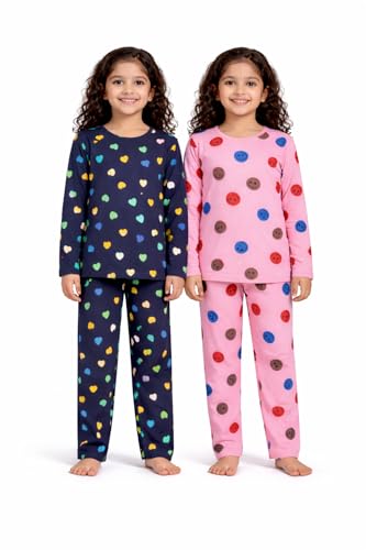 Image of NammaBaby Girl Cotton Night Suit Tshirt Shorts Capri Pyjama Set - Multipacks