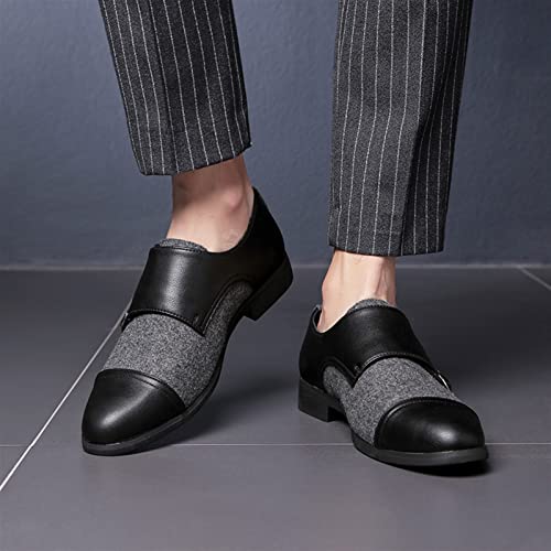 Dress Shoes for Men Slip On Two Tone Monk Strap Cap Toe PU Leather Non Slip Resistant Block Heel Working3