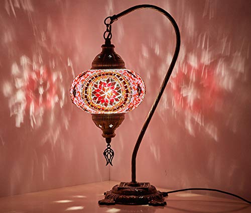 Demmex 2019 Lampe de chevet style Tiffany en mosaïque turque marocaine Rose Cover