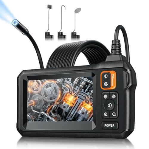 Endoscope Camera with Light, Inspection Borescope Camera with 4.3' IPS Screen, 1920P HD with 8 LED...