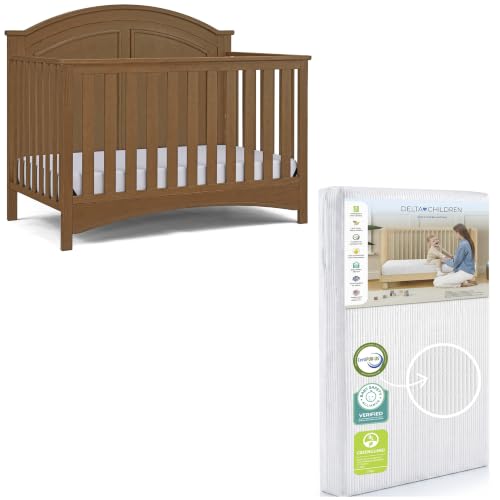 Image of Delta Children Perry 6-in-1 Convertible Crib & Mattress, Chestnut