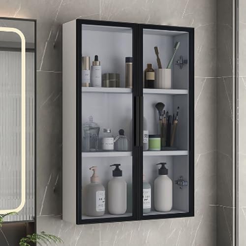 Wall-Mounted Bathroom Cabinet with Glass Doors & Mirror – Solid Wood Storage for Narrow Spaces – Stylish Toilet & Kitchen nizer, Space-Saving Design