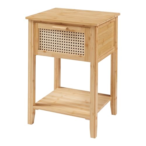 Espace de rangement bambou pour table de chevet aspect rotin - 5