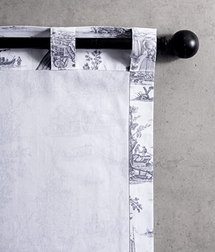 Image of Maison d' Hermine Curtains for Living Room 100% Cotton 50 inchx108 inch (Pack of 1) | 108 inches long Light Filtering Toile Curtains for Windows with Rod and Loop Pockets - Calais - Paloma Grey (White base)
