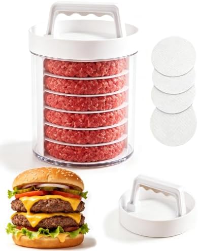 Burger Patty Maker Press,Hamburger Patty Storage Containers (5 Fl...