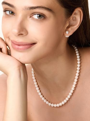 Classic Round Freshwater Pearl Necklace for Women, 7-8mm AAAA Grade Pearls, Stainless Steel Adjustable Pearl Strand, Elegant Jewelry2