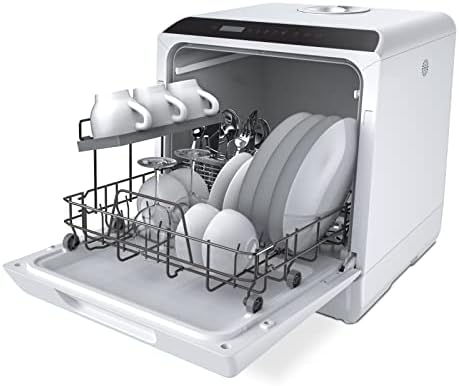 Hermitlux Countertop Dishwasher, 5 Washing Programs Portable Dishwasher With 5-Liter Built-in Water Tank And Inlet Hose & Drain Hose