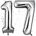 OFFCUP Zahlen Luftballon 17 Geburtstag Silber, Folienballon Zahl 17, 40 Zoll Helium Ballons Riesen 101cm Geburtstag Mädchen Junge PartyDeko Ballon Zahl Deko zum Jubiläum Neujahr Hochzeit