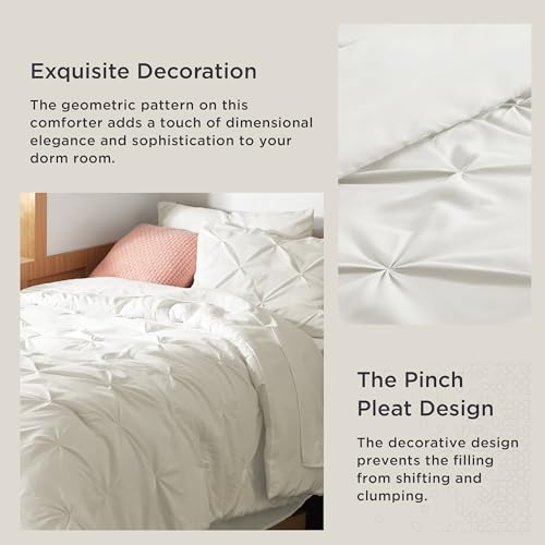 Image of Bedsure Twin XL Comforter Set Ivory - Dorm Room Essentials, Extra Long Twin XL Bedding Set with Sheets, All Season Down Alternative Comforter with Sheets, Pillowcase & Sham