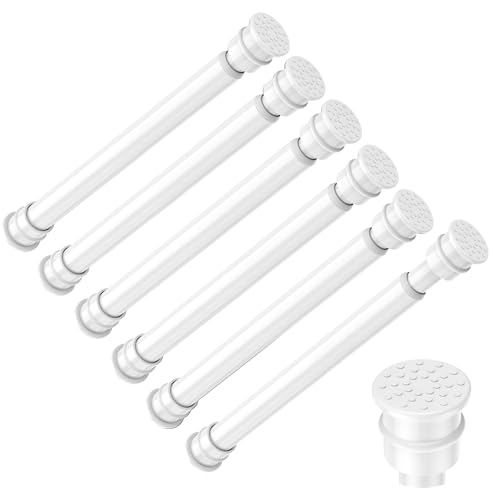 Fvonzon 6 Pack Small Tension Rods 8-12.5 Inch, Thin Tension Curtain Rod, Mini Spring Rod for Closet, Cabinet & Kitchen, Tiny Curtain Rod Tension, Short Closet Rods, White