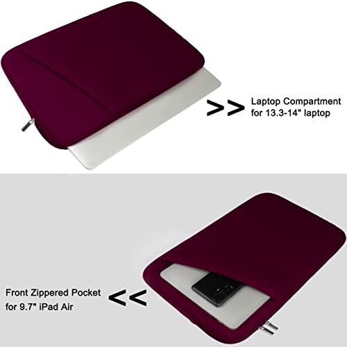 Image of Laptop Sleeve Case 14 inch, Durable Carrying Bag Shockproof Protective Case Cover, Handbags Briefcase Laptop Bag Compatible with 14 inch MacBook Air /Pro HP Asus Lenovo Notebook Computer, Wine Red