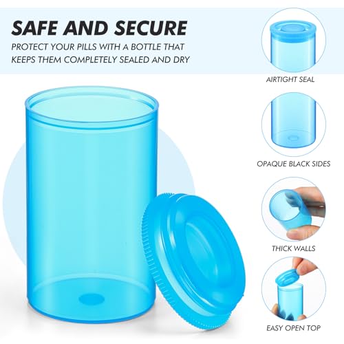 Image of Jovitec 100 Pcs Plastic Film Canister Holder 35 mm Empty Camera Reel Containers Storage Containers Case with Lids for Small Accessories Fish Hook Film Beads(Blue)