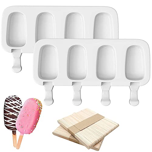 Moldes de Helados de Silicona, Ventdest 8 Cavity Juego de Moldes para Polos, sin BPA, Moldes Paletas para Niños Adultos, Postre, Chocolate,...