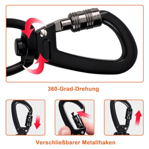 Hundeleine, 1,2 m/1,5 m/2 m/3 m/5 m/10 m/20 m/30 m, mit gepolstertem Robuste Hundeleine, geeignet für das Training und Spazierengehen kleine mittelgroßer und Hunde Abschließbarer Karabine