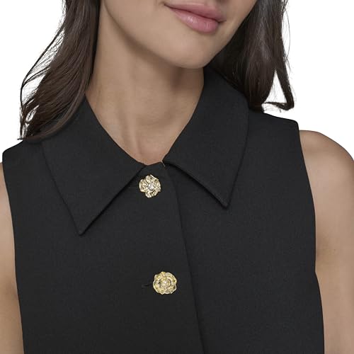 KARL LAGERFELD Paris Women's Sleeveless Collared Gold Button Front A-Line Mini Dress, Black, 12 by KARL LAGERFELD - Used condition - Image 2