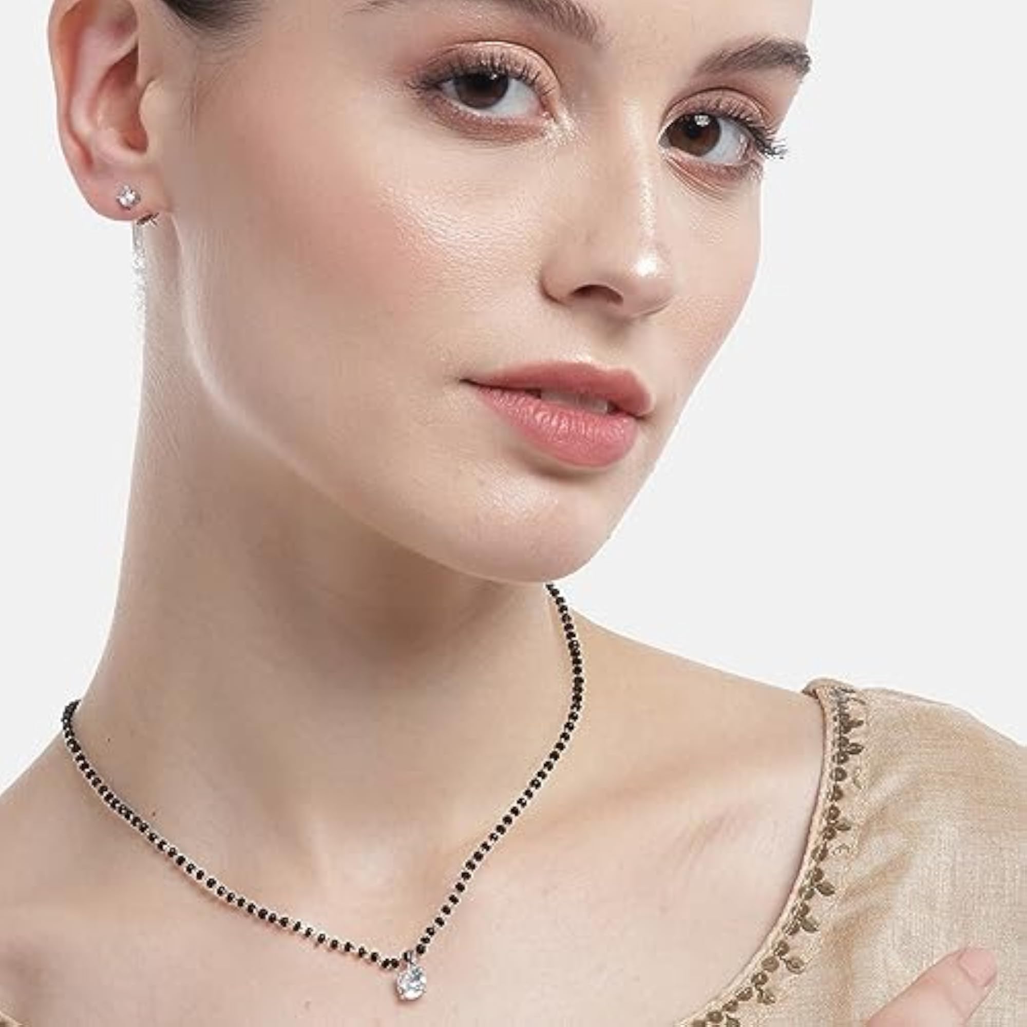 Women's 925 Sterling Silver Circular CZ Mangalsutra Set