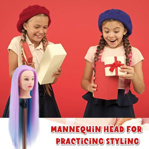 mannequin head with hair piaou 293939 doll head for hair styling cosmetology mannequin head for braiding practice styling hairdressing training heads with clamp holder cherry blossom four colors