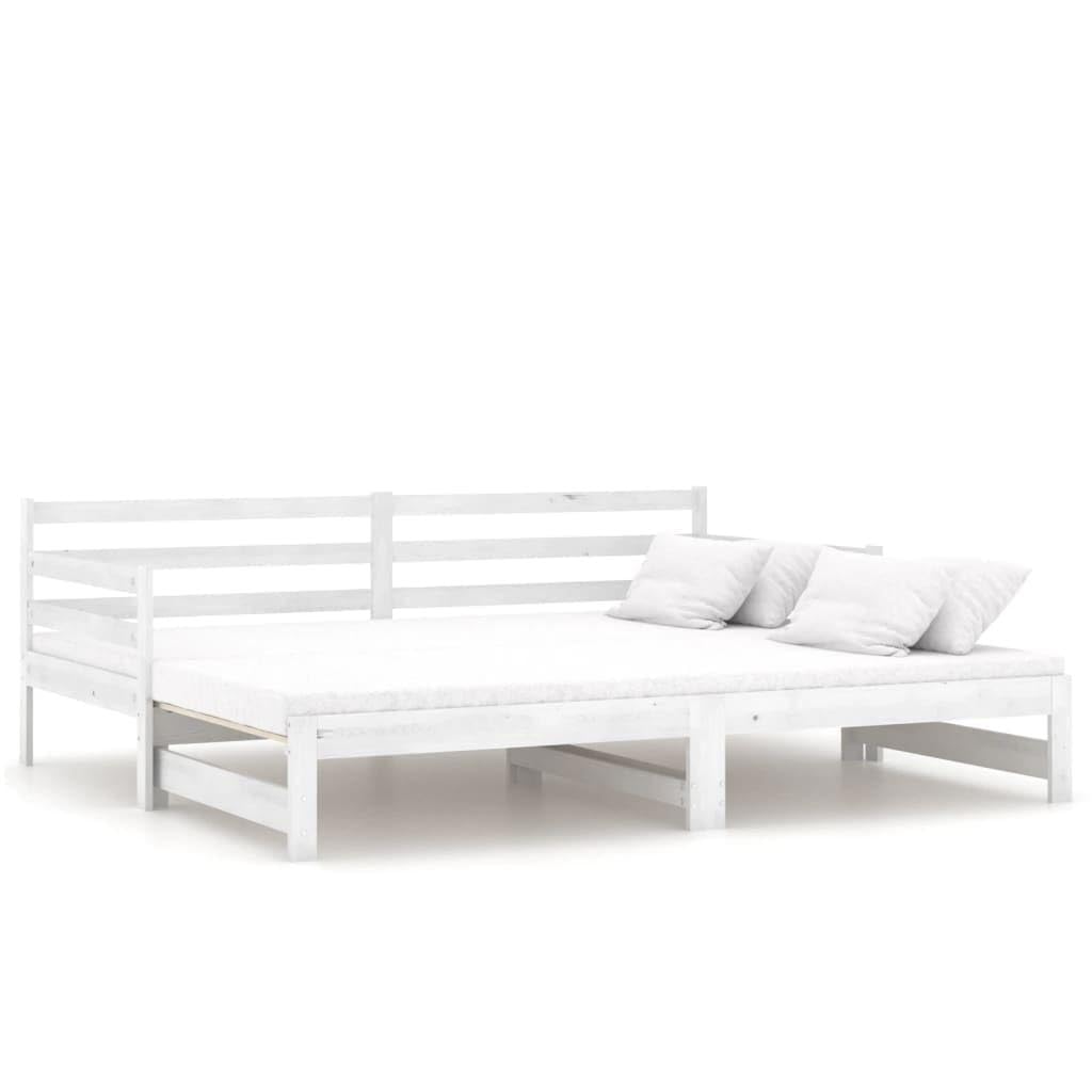 Hothingwell Łóżko przesuwne 2X 90x200 cm Białe lite drewno sosnowe