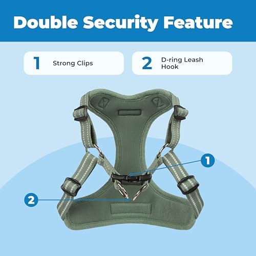 Image of Best Pet Supplies Voyager Adjustable Step-in Flex Breathable Mesh Dog Harness for Small Medium Large Dogs (Moss Green), XL