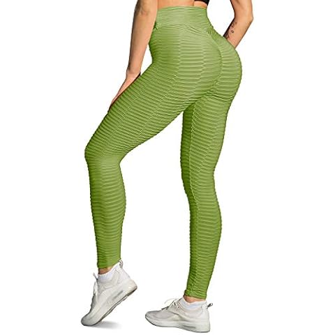 A AGROSTE Women's High Waist Yoga Pants Tummy Control Workout Ruched Butt Lifting Stretchy Leggings Textured Booty Tights Cover