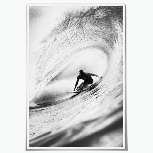 Vintage Surf Poster Cool Surfing Black And White Wall Art Room Aesthetic Poster Ocean Wall Art...