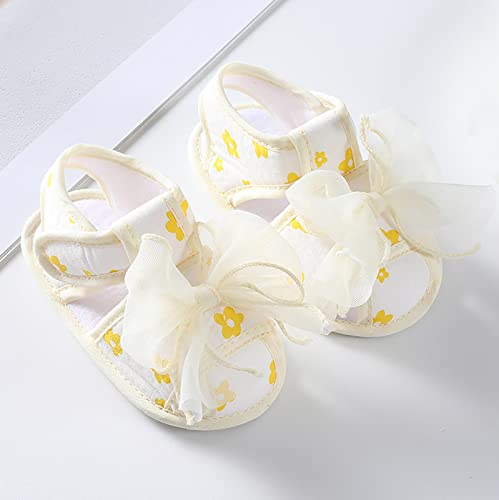 Baby Toddler Sandals Infant Girls Boys Shoes Lace Bow First Walkers Lightweight Flat Sandals Summer (Yellow, 13 Infant)4